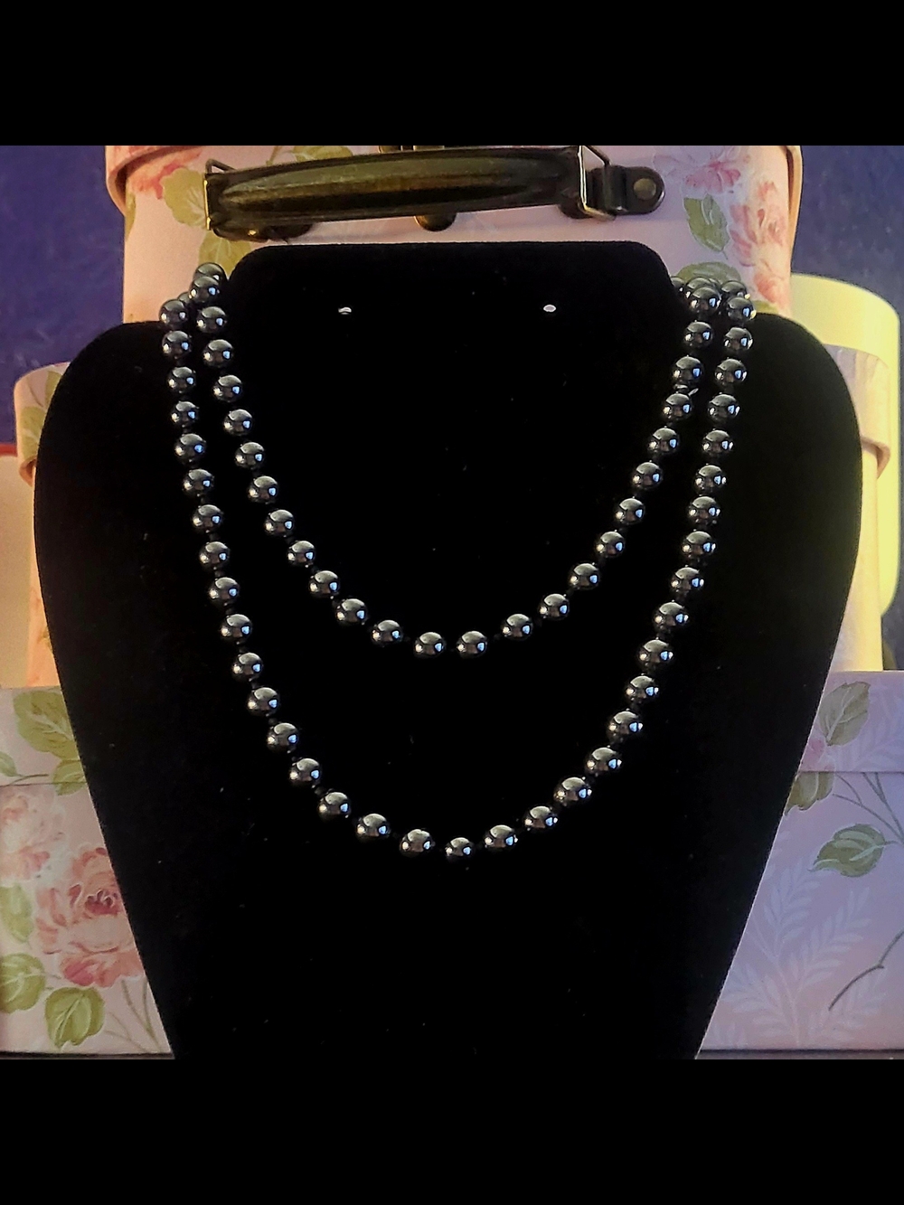 32" Classic Hematite Continuous Hand Knotted Bead Necklace 125 Grams